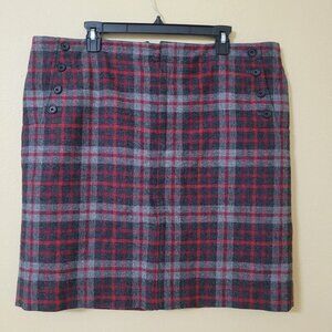 Gap‎ Womens Plaid Wool-Blend Skirt Red & Gray Size 16 Academia Preppy Dark